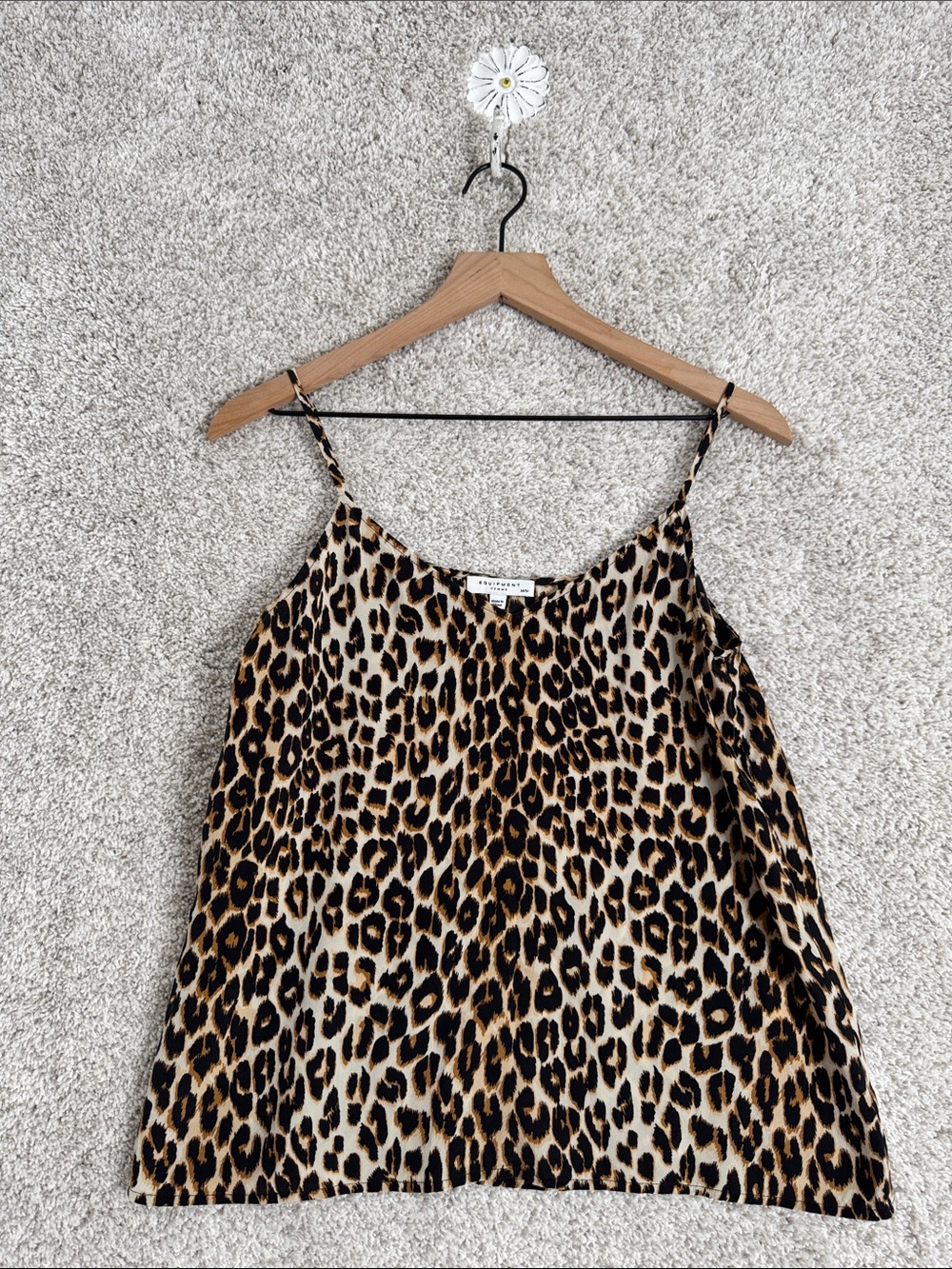 Equipment Femme M Animal Print Silk Tank Top